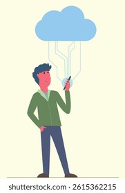 connection the world via internet cloud, connect to each other around the world concept, together, vector illustration