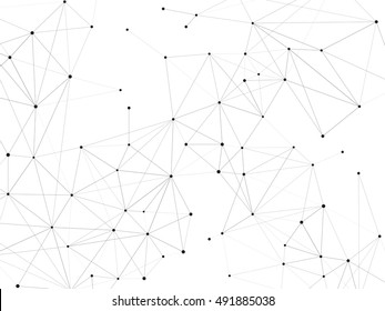 Connections background, triangles with dots on vertexes, dots connected  lines