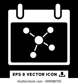 Connections Calendar Day icon. Vector EPS illustration style is flat iconic symbol, white color.