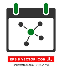 Connections Calendar Day icon. Vector EPS illustration style is flat iconic bicolor symbol, green and gray colors.
