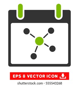Connections Calendar Day icon. Vector EPS illustration style is flat iconic bicolor symbol, eco green and gray colors.