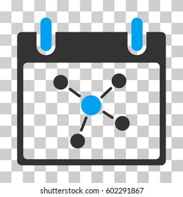 Connections Calendar Day icon. Vector illustration style is flat iconic bicolor symbol, blue and gray colors, transparent background. Designed for web and software interfaces.