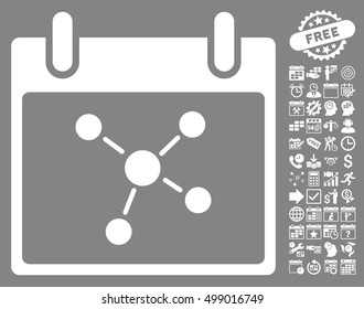 Connections Calendar Day pictograph with bonus calendar and time management symbols. Vector illustration style is flat iconic symbols, white, gray background.