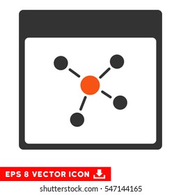 Connections Calendar Page icon. Vector EPS illustration style is flat iconic bicolor symbol, orange and gray colors.