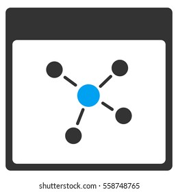 Connections Calendar Page vector toolbar icon. Style is bicolor flat icon symbol, blue and gray colors, white background.