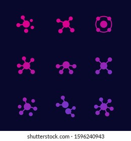 Connections or connect icons set, vector