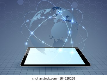 Connections controlled by mobile device. Vector illustration