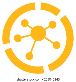 Connections diagram icon from Business Bicolor Set. Vector style: flat symbol, yellow color, rounded angles, white background.