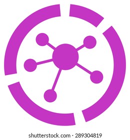 Connections diagram icon from Business Bicolor Set. Vector style: flat symbol, violet color, rounded angles, white background.