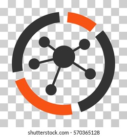 Connections Diagram icon. Vector illustration style is flat iconic bicolor symbol, orange and gray colors, transparent background. Designed for web and software interfaces.