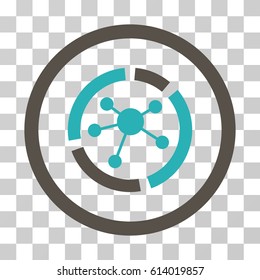 Connections Diagram icon. Vector illustration style is flat iconic bicolor symbol, grey and cyan colors, transparent background. Designed for web and software interfaces.