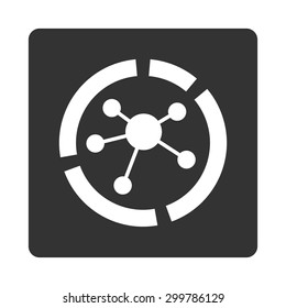 Connections diagram icon. Vector style is white and gray colors, flat rounded square button on a white background.