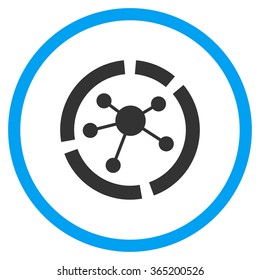 Connections Diagram vector icon. Style is bicolor flat circled symbol, blue and gray colors, rounded angles, white background.