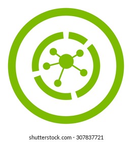 Connections diagram vector icon. This rounded flat symbol is drawn with eco green color on a white background.