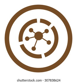 Connections diagram vector icon. This rounded flat symbol is drawn with brown color on a white background.