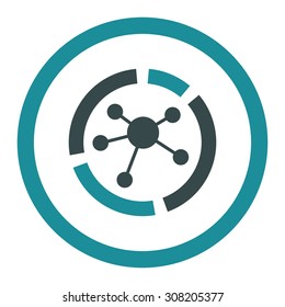 Connections diagram vector icon. This rounded flat symbol is drawn with soft blue colors on a white background.