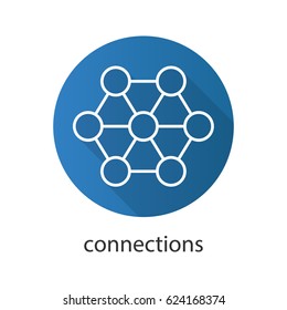 Connections flat linear long shadow icon. Interrelation abstract metaphor. Structure. Vector line symbol