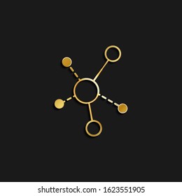 Connections, graph gold icon. Vector illustration of golden icon