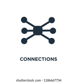 Connections icon. Black filled vector illustration. Connections symbol on white background. Can be used in web and mobile.