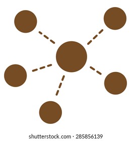 Connections icon from Business Bicolor Set. Vector style: flat symbols, brown color, rounded angles, white background.