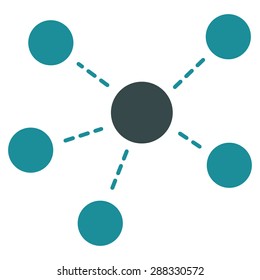 Connections icon from Business Bicolor Set. Vector style: flat bicolor symbols, soft blue colors, rounded angles, white background.