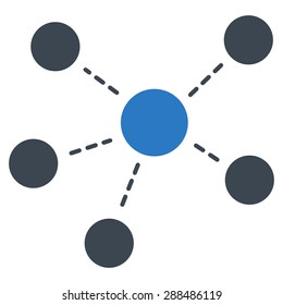 Connections icon from Business Bicolor Set. Vector style: flat bicolor symbols, smooth blue colors, rounded angles, white background.