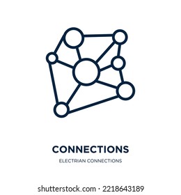 icono de conexiones de la colección de conexiones de electrian. Conexiones lineales delgadas, negocios, icono de contorno de conexión aislado en fondo blanco. Señal de conexiones de vector de línea, símbolo para web y móvil