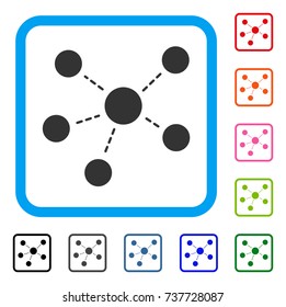 Connections icon. Flat gray pictogram symbol inside a light blue rounded frame. Black, gray, green, blue, red, orange color variants of Connections vector. Designed for web and app interfaces.