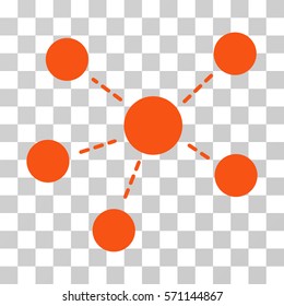 Connections icon. Vector illustration style is flat iconic symbol, orange color, transparent background. Designed for web and software interfaces.