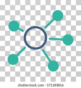 Connections icon. Vector illustration style is flat iconic bicolor symbol, cobalt and cyan colors, transparent background. Designed for web and software interfaces.