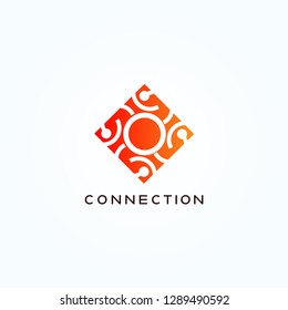 Connections icons templates, vector logo technology for business corporate, connectivity system, elements, illustration -vector