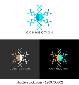 Connections icons templates, vector logo technology for business corporate, connectivity system, elements, illustration -vector