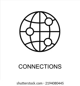 Connections line icon. Digital technology, social network, global connect, business symbol. Connection sign vector. Black linear icon on white background