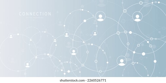 Connections with points, lines, and people icons. Vector technology background.