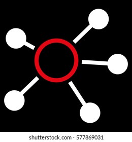 Connections vector icon. Flat bicolor red and white symbol. Pictogram is isolated on a black background. Designed for web and software interfaces.