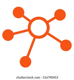Connections vector icon. Flat orange symbol. Pictogram is isolated on a white background. Designed for web and software interfaces.