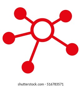 Connections vector icon. Flat red symbol. Pictogram is isolated on a white background. Designed for web and software interfaces.
