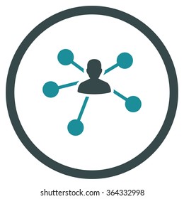 Connections vector icon. Style is bicolor flat circled symbol, soft blue colors, rounded angles, white background.