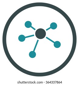 Connections vector icon. Style is bicolor flat circled symbol, soft blue colors, rounded angles, white background.