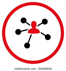 Connections vector icon. Style is bicolor flat circled symbol, intensive red and black colors, rounded angles, white background.