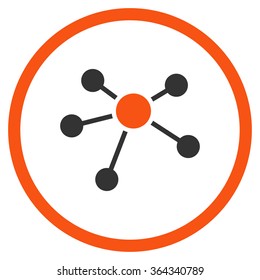 Connections vector icon. Style is bicolor flat circled symbol, orange and gray colors, rounded angles, white background.