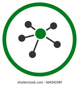 Connections vector icon. Style is bicolor flat circled symbol, green and gray colors, rounded angles, white background.