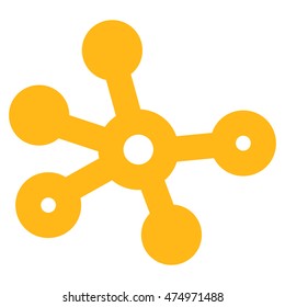 Connections vector icon. Style is contour flat icon symbol, yellow color, white background.