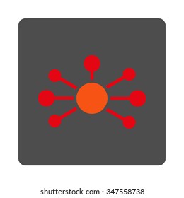 Connections vector icon. Style is flat rounded square silver button with red symbol, white background.