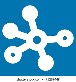 Connections vector icon. Style is linear flat icon symbol, white color, blue background.