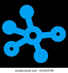 Connections vector icon. Style is linear flat icon symbol, blue color, black background.