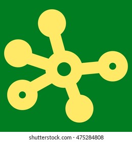 Connections vector icon. Style is stroke flat icon symbol, yellow color, green background.