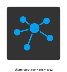 Connections vector icon. This flat rounded square button uses white and gray colors and isolated on a white background.