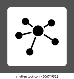 Connections Vector Icon. This Flat Rounded Square Button Uses Black And White Colors And Isolated On A Gray Background.