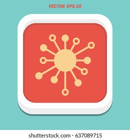 Connections vector icon. This flat rounded square button uses black and white colors and isolated on a white background.